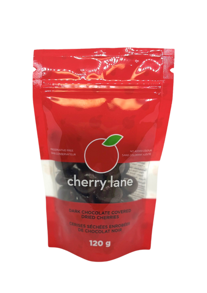 Dark Chocolate Covered Dried Montmorency Cherries 120 g – Cherry Lane Canada